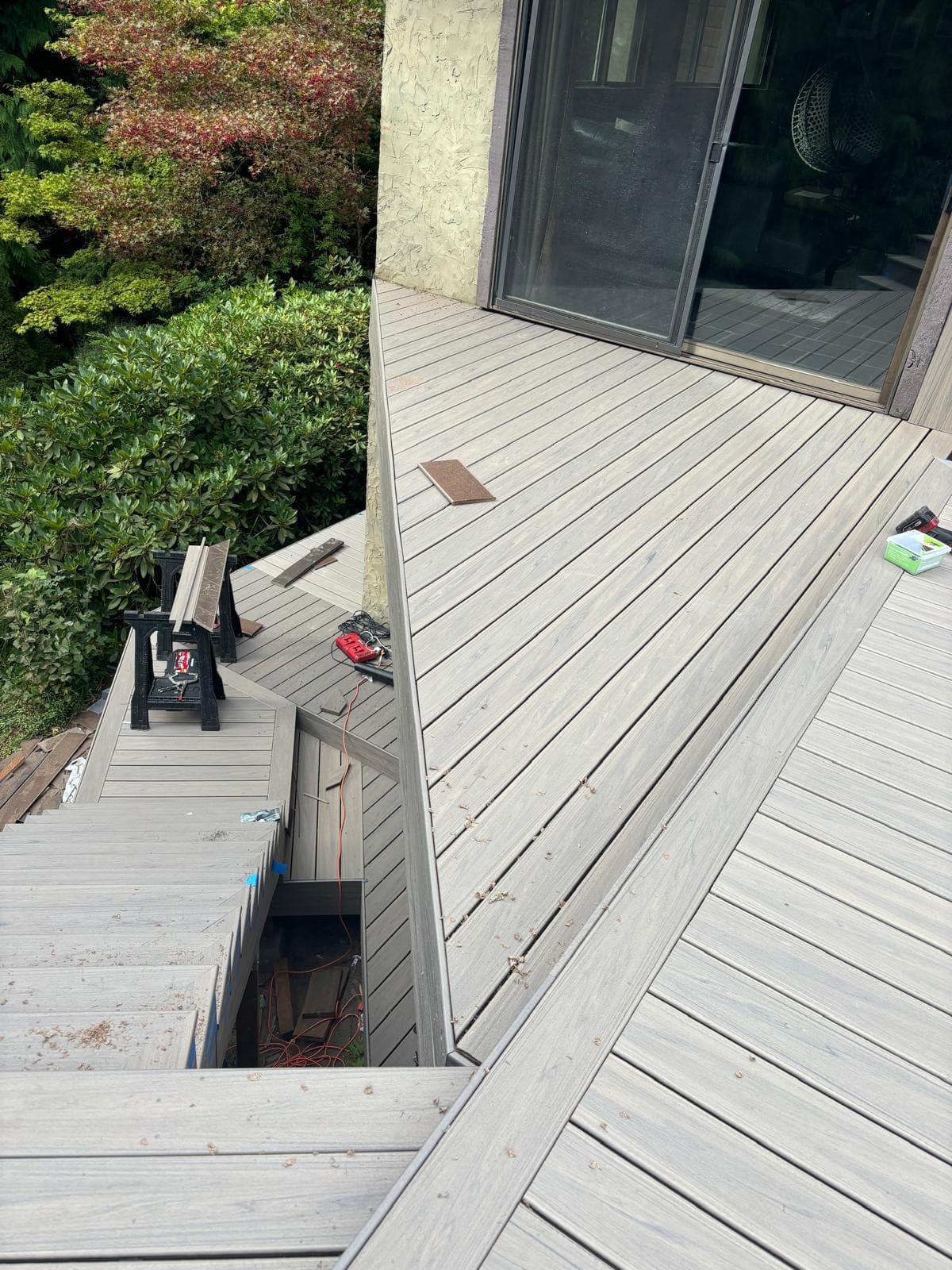 Decking — grey composite deck installation in progress
